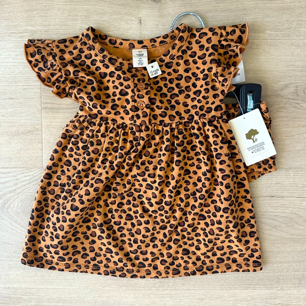 Tucker & Tate Nordstrom 2 piece cheetah print set 6 month baby girl NWT
